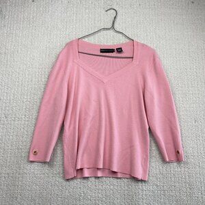 Y2K Dana Buchman Coquette Pink Long Sleeve Top Size XL Preppy Minimalist Read